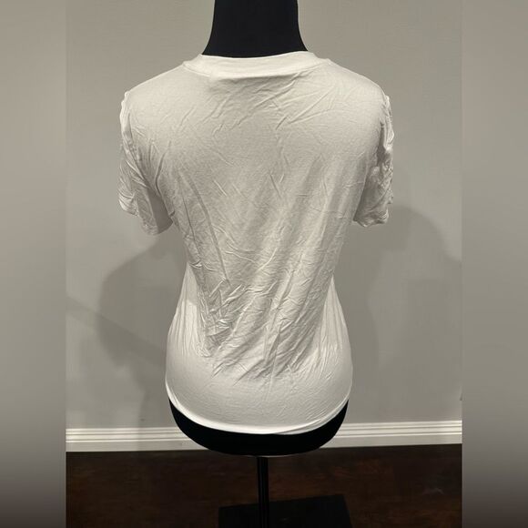 Elie Taheri White Short Sleeve Lace Insert T Shirt (size M) - Picture 3 of 8